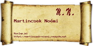 Martincsek Noémi névjegykártya